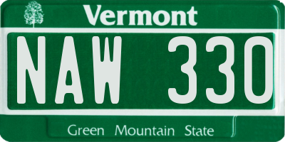 VT license plate NAW330
