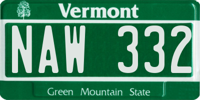 VT license plate NAW332