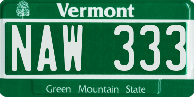 VT license plate NAW333