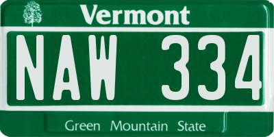 VT license plate NAW334