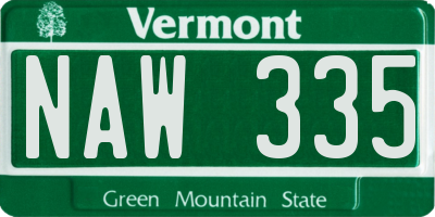 VT license plate NAW335