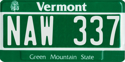 VT license plate NAW337