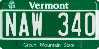 VT license plate NAW340