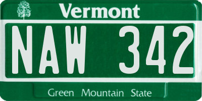 VT license plate NAW342