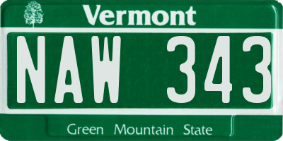 VT license plate NAW343