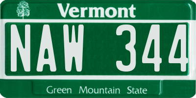 VT license plate NAW344