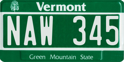 VT license plate NAW345