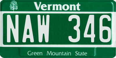 VT license plate NAW346