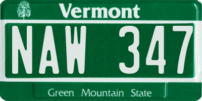 VT license plate NAW347