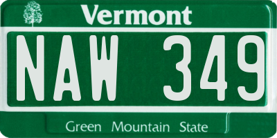 VT license plate NAW349