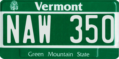 VT license plate NAW350