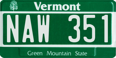 VT license plate NAW351