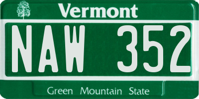 VT license plate NAW352