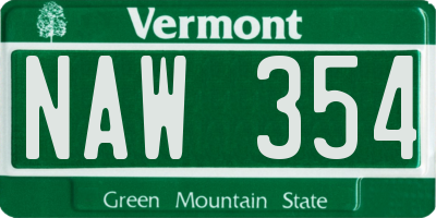 VT license plate NAW354