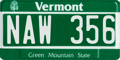VT license plate NAW356
