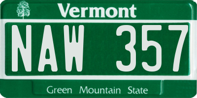 VT license plate NAW357