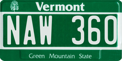 VT license plate NAW360