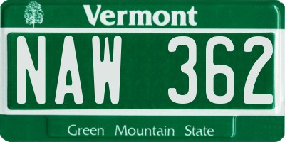 VT license plate NAW362