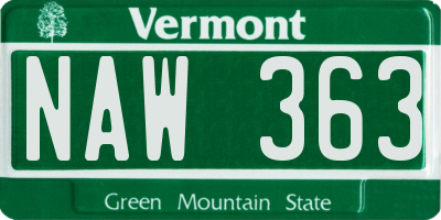 VT license plate NAW363