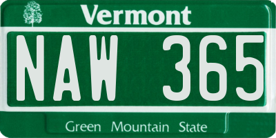 VT license plate NAW365