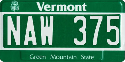 VT license plate NAW375