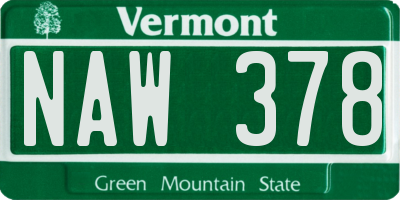 VT license plate NAW378