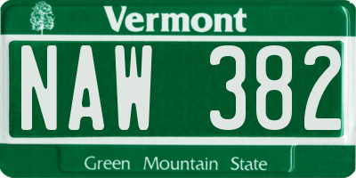 VT license plate NAW382