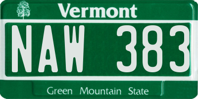 VT license plate NAW383