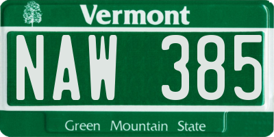 VT license plate NAW385