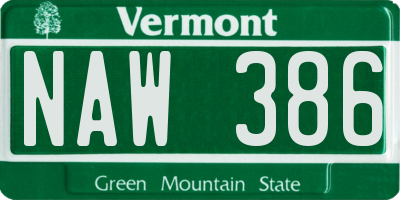VT license plate NAW386