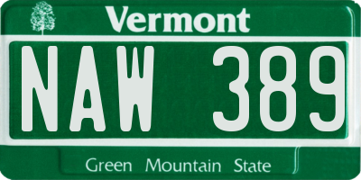 VT license plate NAW389