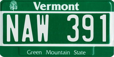 VT license plate NAW391