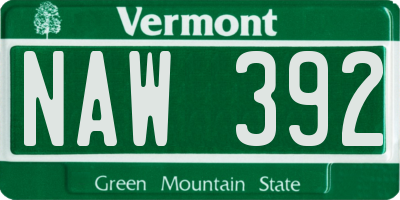 VT license plate NAW392