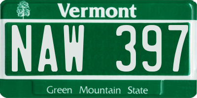 VT license plate NAW397