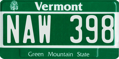 VT license plate NAW398