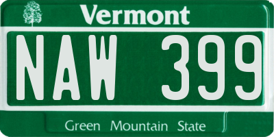 VT license plate NAW399