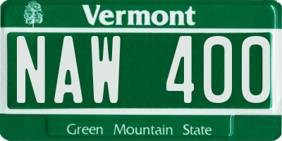 VT license plate NAW400