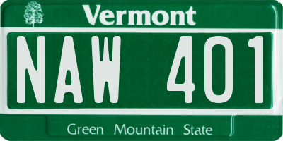 VT license plate NAW401