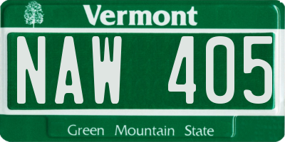 VT license plate NAW405