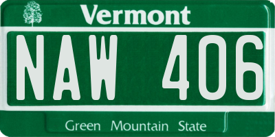 VT license plate NAW406