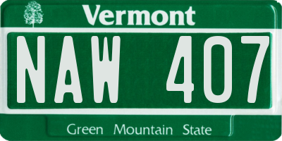 VT license plate NAW407