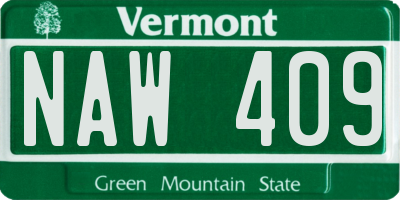 VT license plate NAW409