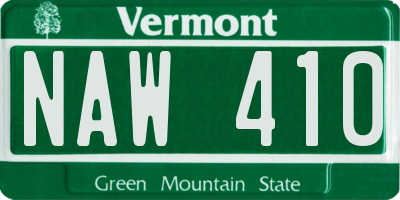 VT license plate NAW410
