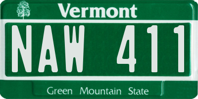 VT license plate NAW411