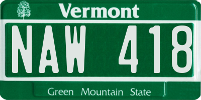VT license plate NAW418