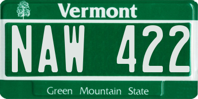 VT license plate NAW422