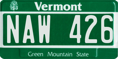 VT license plate NAW426