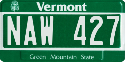 VT license plate NAW427