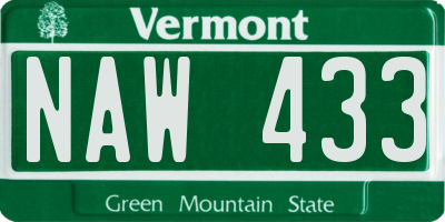 VT license plate NAW433