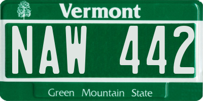 VT license plate NAW442